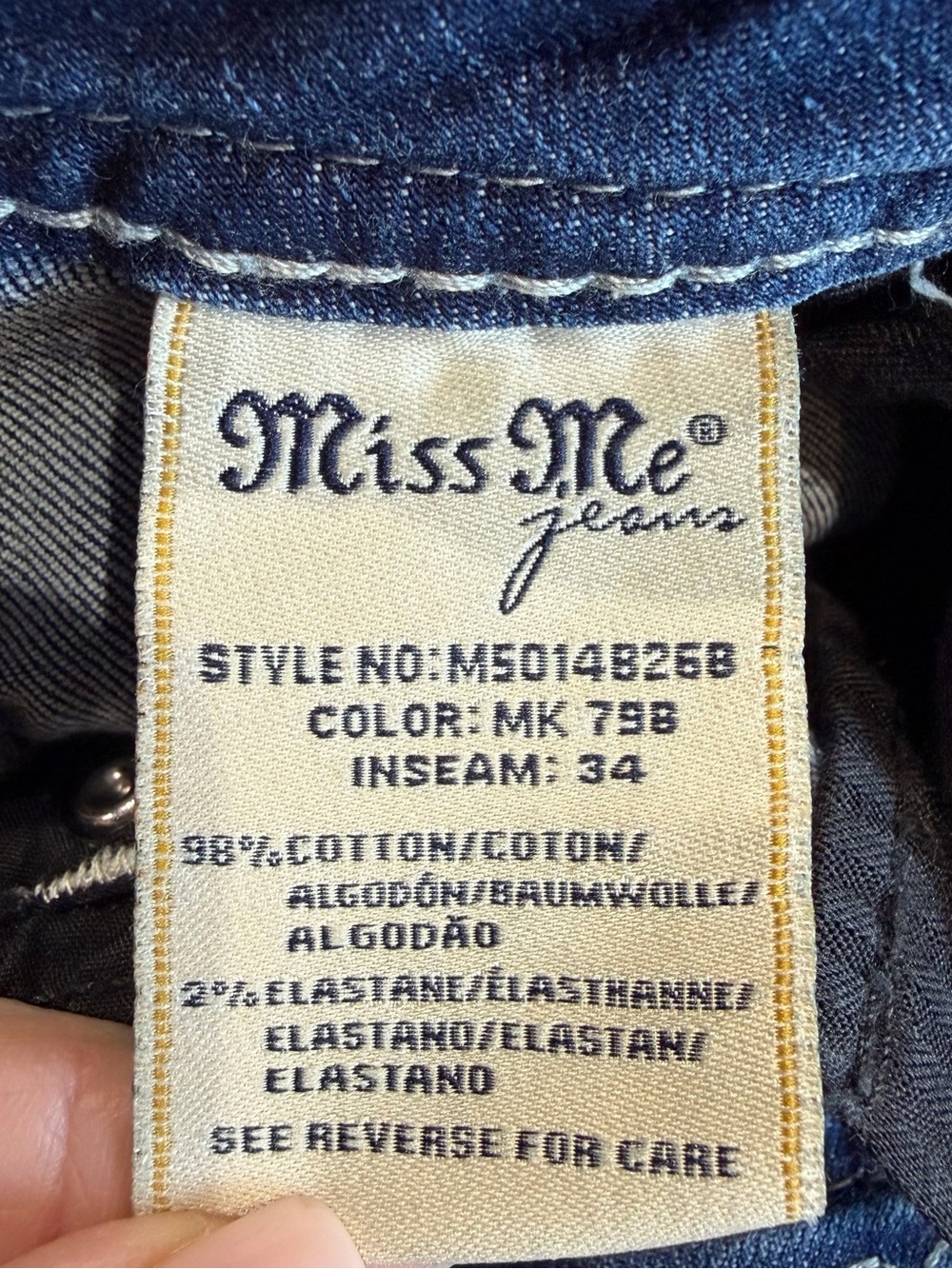Miss Me Y2K Bootcut Jeans Sz 28x32 Low Rise Dark Wash Western Cowboy Embroidered - Picture 9 of 11